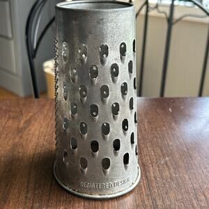 Vintage Willow Metal Cylinder Grater Handle Kitchen Tool Rustic Farmhouse Decor